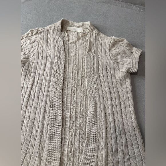Zara Knit  Cable Knit Short Sleeve Cardigan Size L - Picture 7 of 16